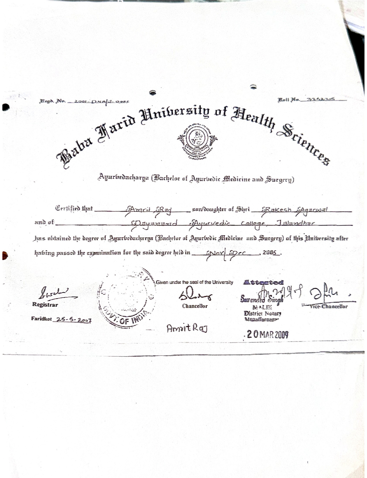 Ayurveda Accreditation Certificate